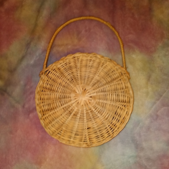 Wicker Boho Tan Rattan 70s Circular Hanging Basket - Picture 4 of 4